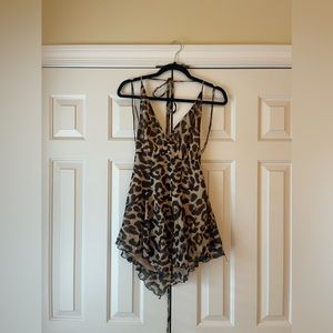 Princess Polly romper, leopard print, size 2